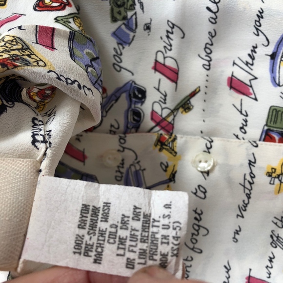 BIO BOTTOMS rayon printed button shirt/CUTE! - Picture 7 of 8